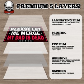Please Let Me Merge My Dad is Dead | Bumper Sticker or Car Magnet | Silly Magnetic Bumper Sticker for Trucks Vans Cars [7.5x3.75]