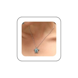 Inilbran Boho Crystal Turtle Necklace Vintage Blue Turtle Choker Necklace Silver Beach Turtle Pendant Necklace Animal Turtle Chain Necklace Jewellery for Women or Girls, Zinc