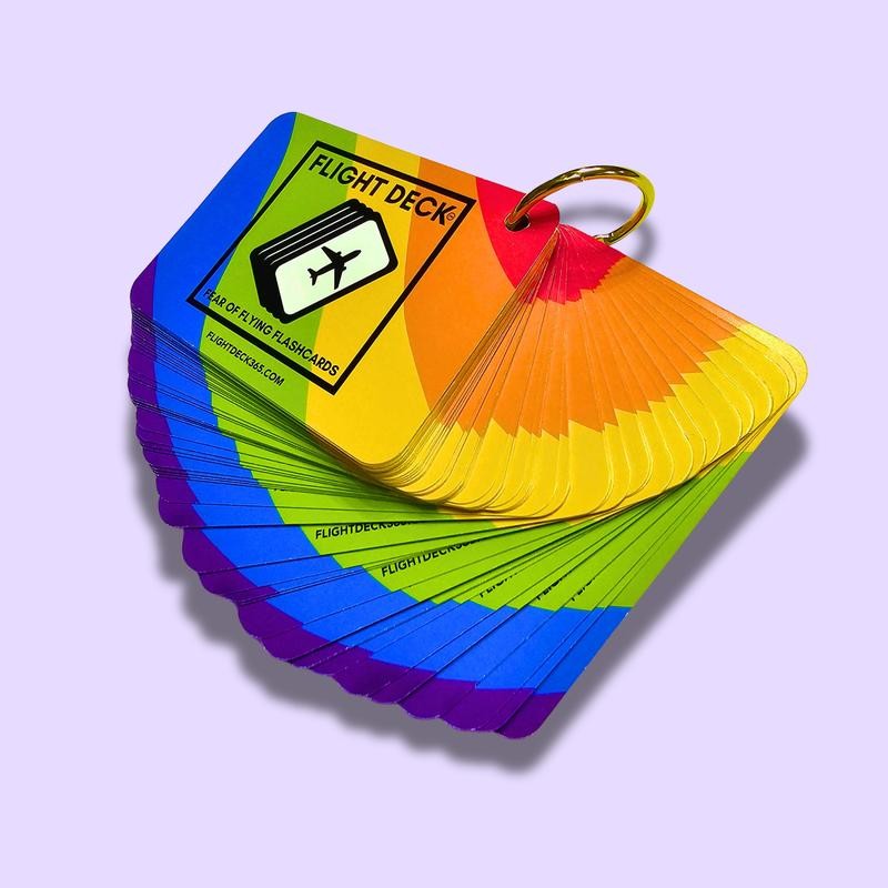 Flight Deck Fear of Flying Flashcards with Gold Ring Binder