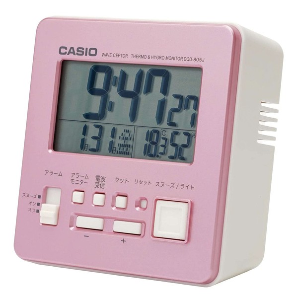 CASIO DQD-805J-4JF Alarm Clock, Radio, Pink, Digital, Small, Snooze with Light