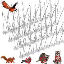 Bird Spikes Deterrents for Outside - 4 Pack Stainless Steel Anti Bird Spikes for Pigeons Birds, Flexible Stainless Pigeon Spikes with Plastic Base, Spikes to Keep Birds Away Covers 3.3 Feet