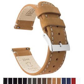 BARTON WATCH BANDS 20mm Gingerbread/Linen Quick Release Top Grain Leather Watch Band Strap