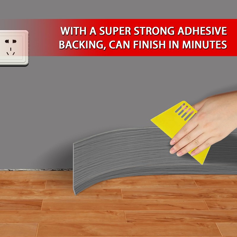 FONUNO Vinyl Wall Base Baseboard Molding Trim 4" Flexible Self