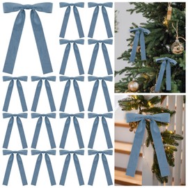 Glitinsel 24 Pcs Velvet Ribbon Bows Twist Tie Coquette Bows for Bachelorette Bridal Shower Coquette Birthday Party Christmas Tree Wreath Decoration Supplies