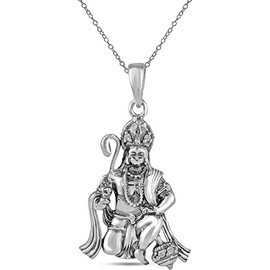 Imagine Mart Shri Hanuman JI Pendant Locket In Chain Necklace For Men And Women, Stainless Steel