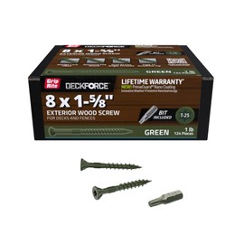 Grip-Rite GRDF158STGR1 DeckForce #8 x 1-5/8" Nano Coated Wood Screws, Green, 1lb Box