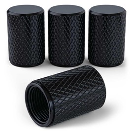 PC Autoworks Aluminum Tire Valve Stem Caps – Anti-Rust, Premium Anodized Aluminum, Corrosion-Resistant, Easy Install, Universal Fit for Car, Truck, Bike, SUV – 1 Pack/Set of 4 (Onyx)