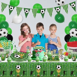 Pack of 120 Football Party Decorations Football Birthday Accessories Football Tableware Set Sports Themed Birthday Supplies Includes Plates Napkins for Sports Party Supplies Serving 40
