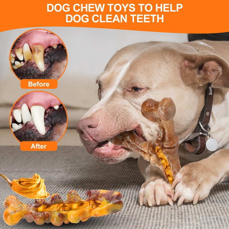 Aroocke 2-Pack Tough Large Dog Chew Toys - Bacon Flavor,