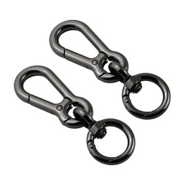 TANJUN Metal Spring Snap Hooks Clip,Car Keys Keychain, 2 Pack Heavy Duty Keychains,Trigger Spring Swivel Buckles for Bags (Black)