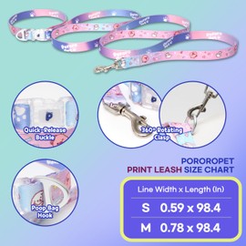 PororoPet Print Dog Leash - Lightweight & Durable Leash with Fun Loopy Prints - Adjustable for Small, Medium Dogs - Perfect for Walking, Running, Hiking - S