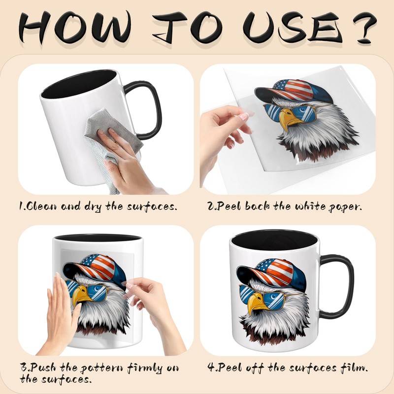 Dorsbaby Eagle 24 PCS UV DTF Stickers for 16oz Tumblers