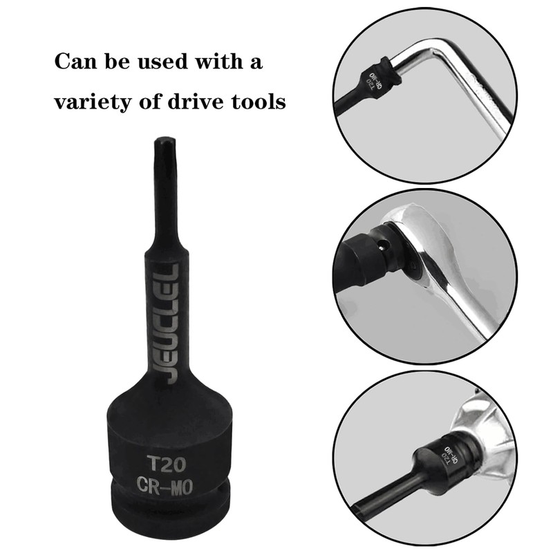 JEUCLEL T20 Torx Star 6 Point Impact Bit Socket, T20