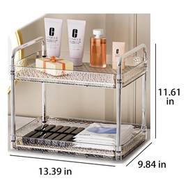 Reginsnow 2-Tier Plastic Shelving Unit, Stackable Storage Rack, Bathroom & Kitchen Organizer, Under Sink & Vanity Storage, Clear Pantry & Laundry Organization, Multi-Purpose Storage Solution