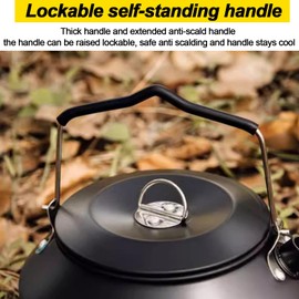 Camping Kettle 1.6L, Portable Outdoor Tea Kettle, Hard-Anodized Aluminum Coffee Pot, Compact and Lightweight for Stove Top Campfire Kettle, Picnics and Travel camping kettles for boiling water.
