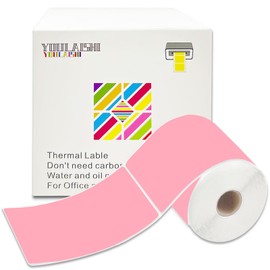 YOULAISHI 3 X 5 Inch Printable Waterproof Rectangle Color Coding Labels, 300 Per Roll Adhesive Color Coding Stickers for Bar-Codes, Address, Small Business Labeling, Inventory (Pink)