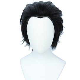 Linfairy Short Straight Cosplay Wig Halloween Costume Wig (black)