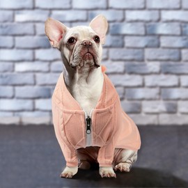 meioro zip pullover for dog with hood, pet clothing for dog, cat, cute pet clothes, warm hood winter pullover for puppies, French bulldog