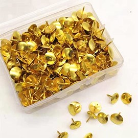 Egurs Pack of 400 Thumbtacks Metal Tacks Round for Office Hanging Memos and Pictures DIY (10 mm) Gold