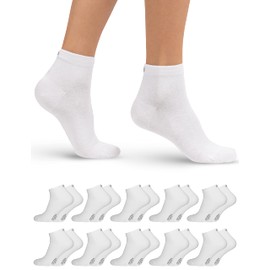 OCERA 10 Pairs of Short Shaft Socks for Men and Women in Various Colours, Oeko-Tex Standard 100 Certified Cotton, White