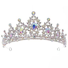 Crystal Rhinestones Wedding Tiara for Bridal Wedding Princess Queen Coronation Birthday Party Silver Crown Girl and Women Carnival Party Holiday Celebration for Adults
