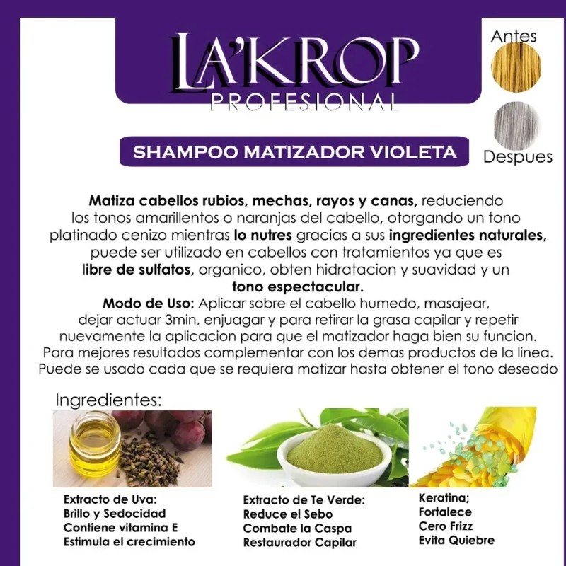 Shampoo Matizador Violeta 500ml Kit Completo