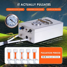 ZHEQOGZH 8L Goat Milking Machine Electric Goat Milker Machine Electric Pump Automatic Pulsation Plug-in Electric Milking Machine Vacuum Pump Adjustable with Stainless Steel Bucket (for Goat)