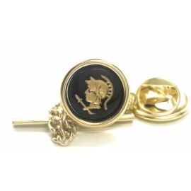 MENZ JEWELRY ACCS TIE TACK ENGRAVED ONYX 18KT GOLD PLATED