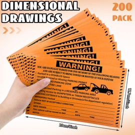 Crtiin 200 Pcs Adhesive Parking Violation Stickers Illegally No Parking Stickers Handicap Tickets Hard to Remove Towing Sign Notice Towing Tag Fluorescent Labels for Car Vehicle Truck(Orange)