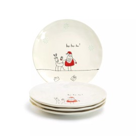 Grace's Teaware Grace Teaware Santa’s Reindeer Gift Dessert 8" Plates Set of 4