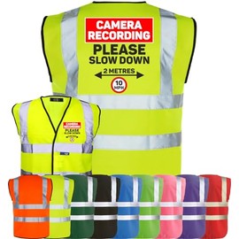 Corporate Togs Equestrian Rider High Visibility Vest - CAMERA RECORDING SLOW DOWN Print, Equine Safety Vest, EN IS0 20471 Class 2 Compliant | Safety Accessory