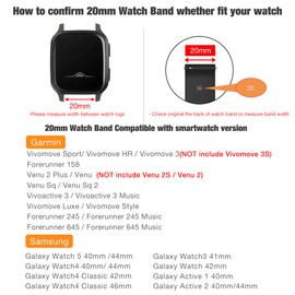 Abanen para Garmin Vivoactive 5 / Venu Sq/Venu 2 Plus - Correas de reloj trenzadas de 20 mm, correa elástica de nailon suave y elástica con cierre ajustable para Garmin Vivomove 3, Vivoactive 3 (gris