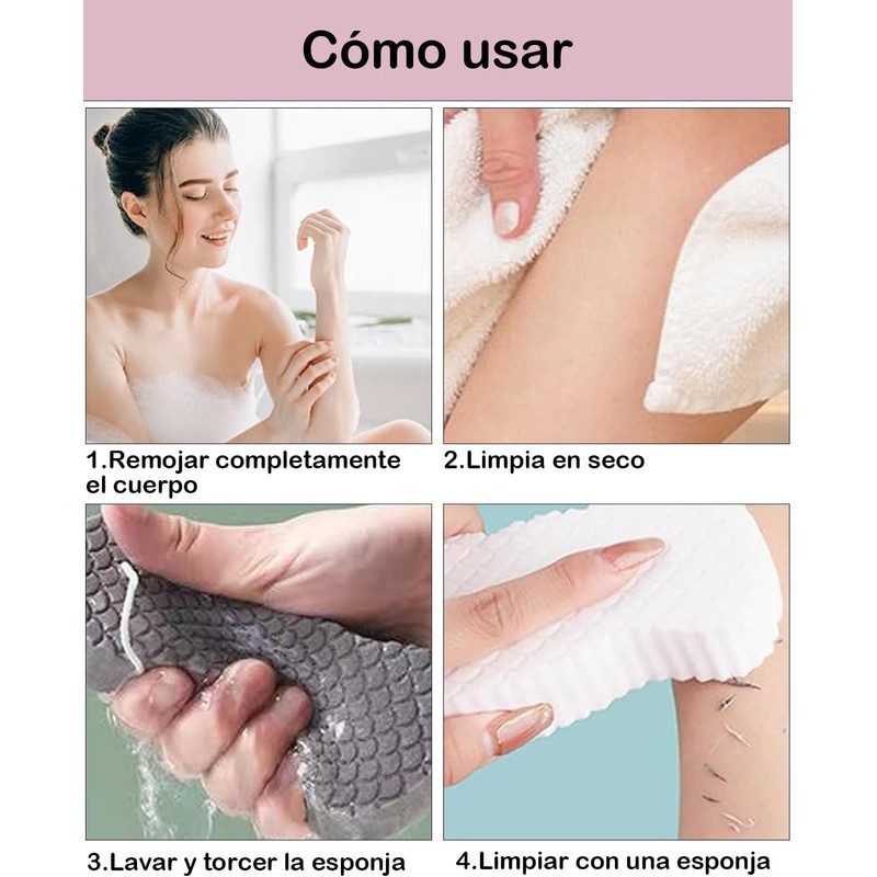 Esponja Exfoliante Corporal JIAQCN 4 Piezas para Piel Sensible y