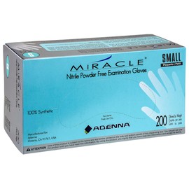 Adenna Miracle 4 mil Powder-Free Nitrile Exam Gloves, Medical Grade, Blue, Small, Box of 200