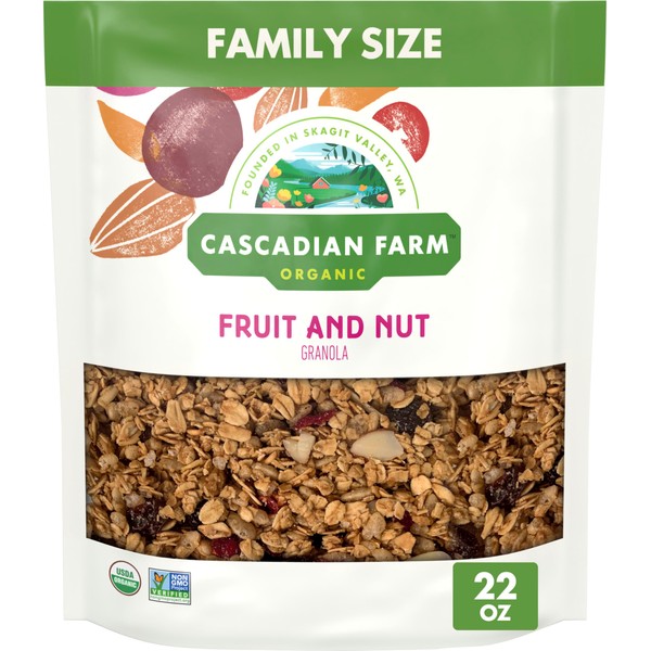 Cascadian Farm Organic Granola, Fruit and Nut Cereal, Resealable Pouch,
