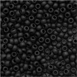 Toho Round Seed Beads 11/0#49F 'Opaque Frosted Jet' 8 Gram Tube