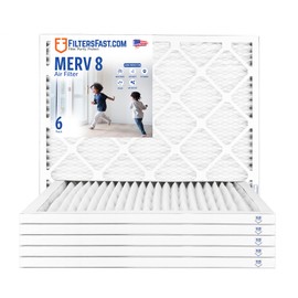 Filters Fast 15x20x1 Air Filter MERV 8, 1" AC Furnace Air Filters, Made in the USA, Actual Size: 14.75"x19.75”x0.75”, 6 Pack