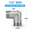 ERGAOBOY Pack of 5 304 Stainless Steel 90 Degree Male