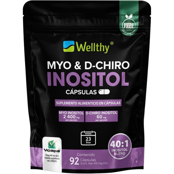 WELLTHY | Myo & D-Chiro Inositol 92 Cápsulas. Mezcla Óptima