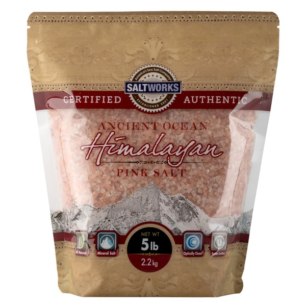 SaltWorks Ancient Ocean Himalayan Pink Salt, Medium Grain, 5 Pound Bag