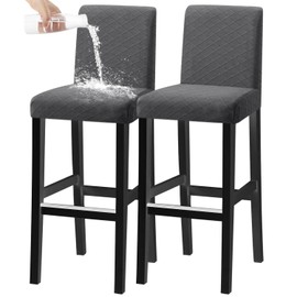KELUINA Bar Chair Stool Covers, Stretch Removable Washable Chair Slipcover for Short Rotating Dining Chair Back Chair Bar Stool Chair (Grey, Set of 2)