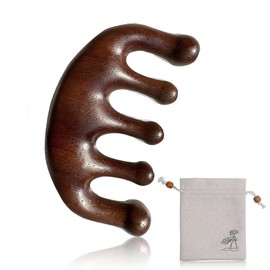 XYTAHDM Scalp Massage Comb, Wooden Comb, Natural Sandalwood Comb, No Static Comb, Wooden Massage Comb with Five Teeth, Scalp Massage Comb, Gua Sha Comb Massage Tool (A)