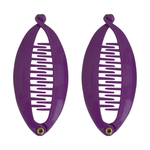 SET OF TWO Purple 3.5 Inch Mini Banana Clip Hair