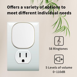 HUAZHENQI-GH Wireless Doorbell,Wireless Doorbells for Home Easy to Install,5 Volume Adjustments,58 Chimes,1000Ft Usage Range,Suitable for Home,Classroom,Office,Special Needs Pagers,White
