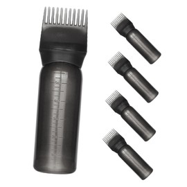 TOVINANNA 5pcs Hair Oil Applicator Bottles with Comb Durable Hair Dye Bottles for Scalp Oiling Easy Measurement Black Plastic Design