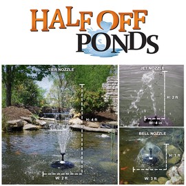 HALF OFF PONDS Small Floating Fountain – 750 GPH Pond & Water Garden Aerator – Adjustable 40" Spray – Includes Pump, Float, 3 Nozzles & 30' Cord