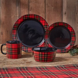 Park Designs Sportsman Plaid Ceramic Dinnerware Red Black Plate Bowl Mug Park - Dinner Plate