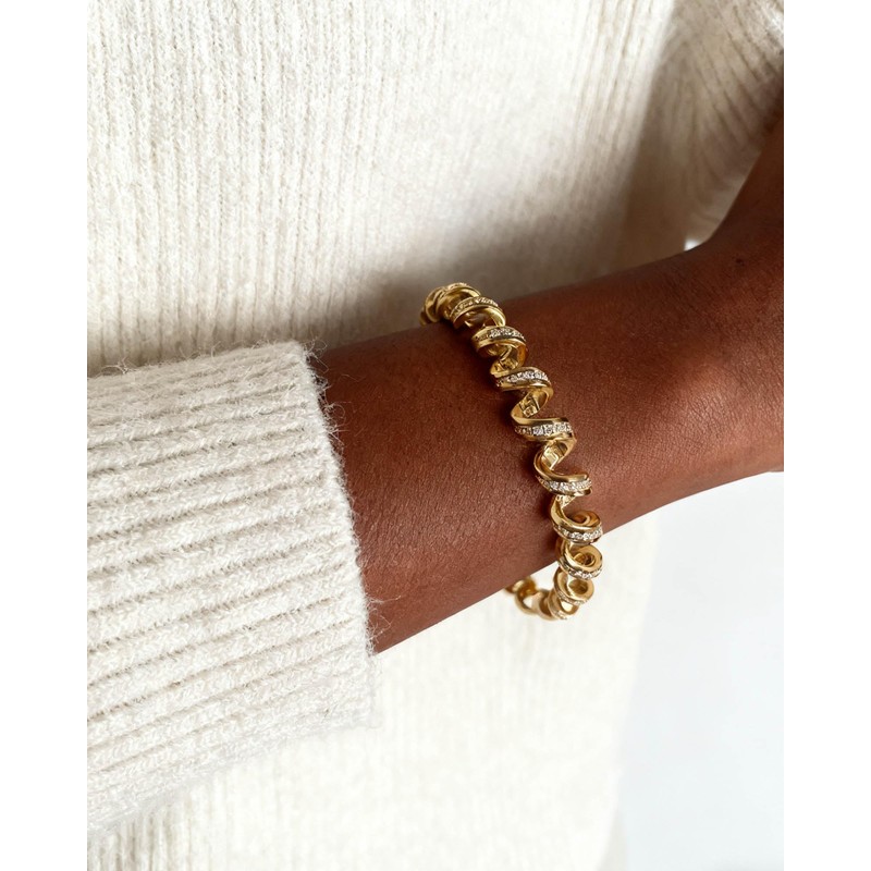 SERYNOW 18K Gold Plated Twisted Chain Bracelet for Women, Twist