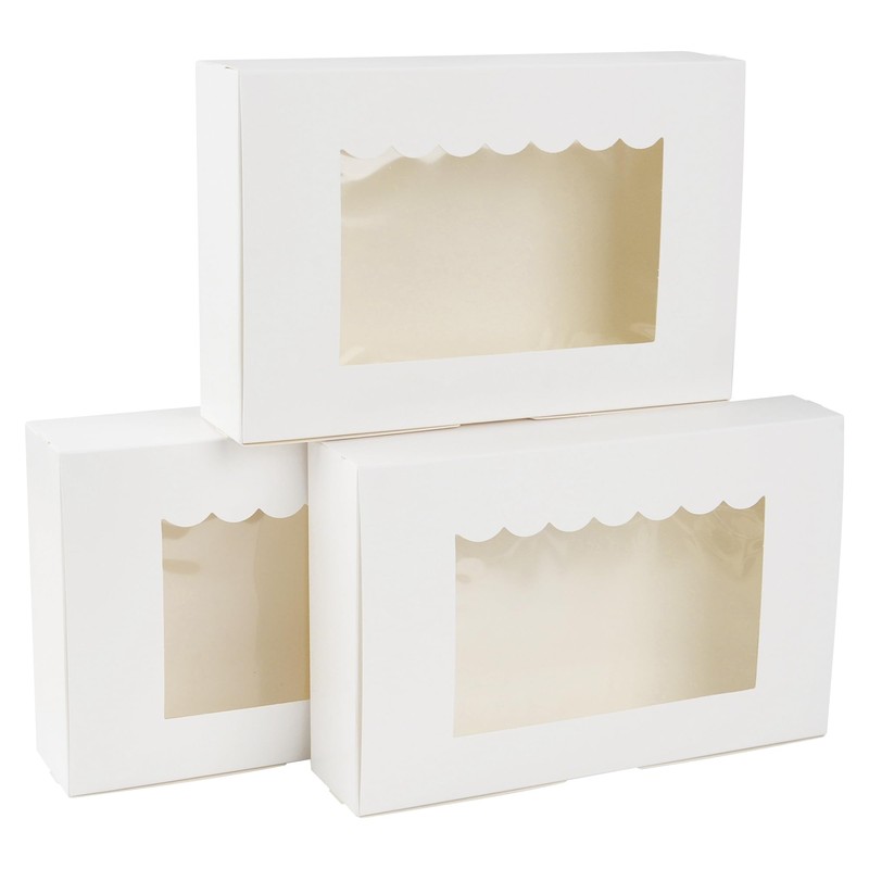 KEYIDO 20 Pack Cookie Boxes with Window, 8.5”×5.5”×2” Sweet Boxes