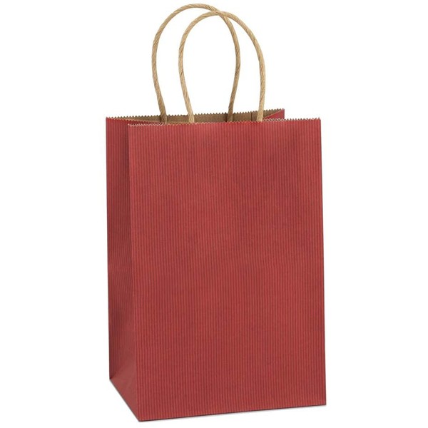 BagDream Kraft Paper Bags 25Pcs 5.25x3.75x8 Inches Small Paper Gift Bags with Handles Shopping Bags, Kraft Bags, Red Stripes Party Bags